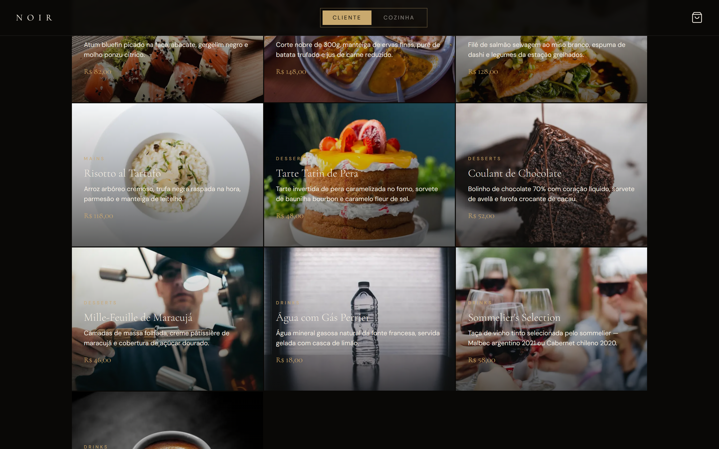 Sistema de pedidos do restaurante — status tracking com progresso visual do pedido em tempo real